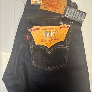 Levi's W 30 L34 Men's 501 Straight Jeans - Dark Blue